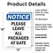 Signmission Please Leave All Packages At Gate, 12 in W x Rectangle, Plastic OS-2PACK-NS-P-1218-V-17505 - alternate 2